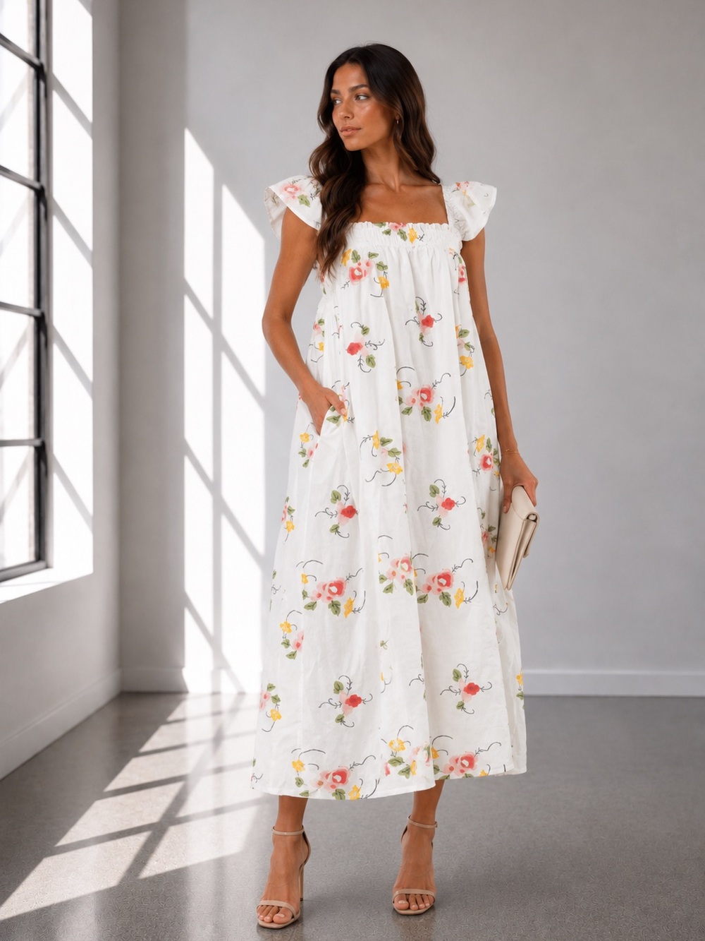 448. Meadow Bloom Maxi Linen Cotton dress
